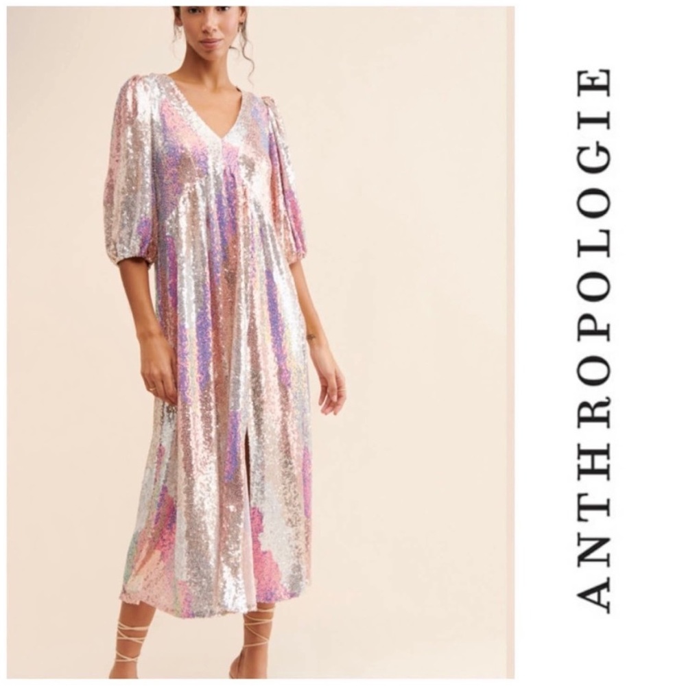 Anthropologie Saltwater Luce sequin turner maxi dress